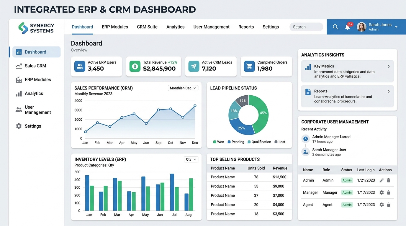 برمجة أنظمة إدارة مخصصة ERP CRM